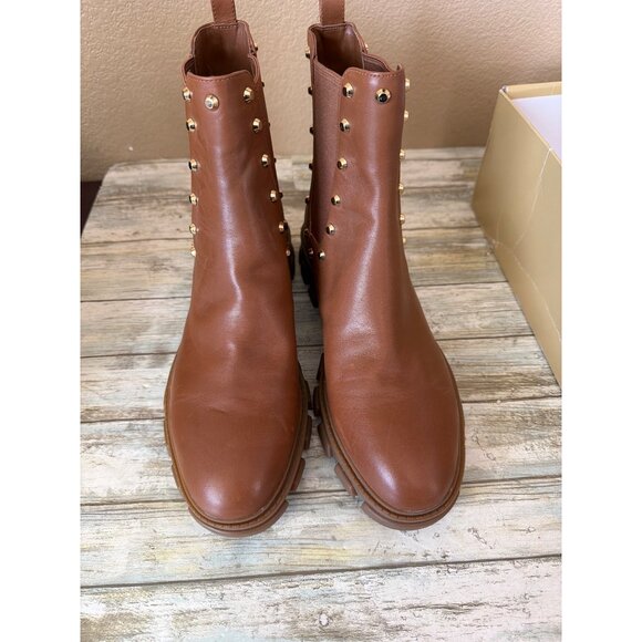 Michael Kors Ridley Gor Leather Boots in Luggage Color Sz 10 - Picture 4 of 7